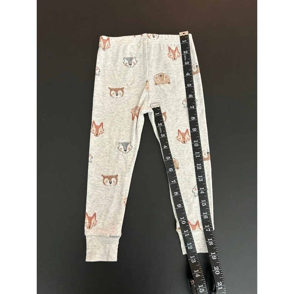 Carters Toddler 2T Pajama Pants Gray Forest Animal Fox Bear Leggings (1309)